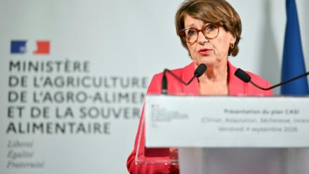 La ministre de l'Agriculture, Annie Genevard, le 4 septembre 2026 à Paris