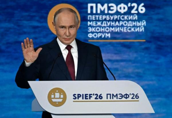 Le président russe Vladimir Poutine au Forum économique international de Saint-Pétersbourg (SPIEF), le 5 juin 2026 en Russie