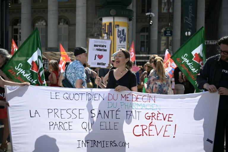 Manifestation pour la défense des métiers de la presse, à Paris, le 18 juin 2026