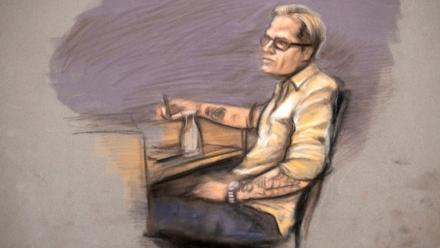 Croquis d'audience représentant Marius Borg Høiby, fils de la princesse héritière de Norvège Mette-Marit, au premier jour de son procès au tribunal d'instance d'Oslo, le 4 février 2026
