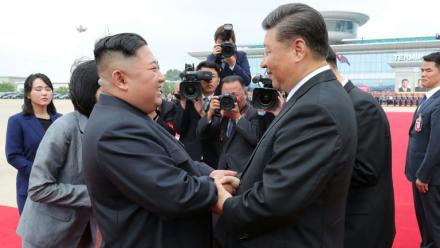 Kim Jong Un et Xi Jinping à Pyongyang, le 21 juin 2019